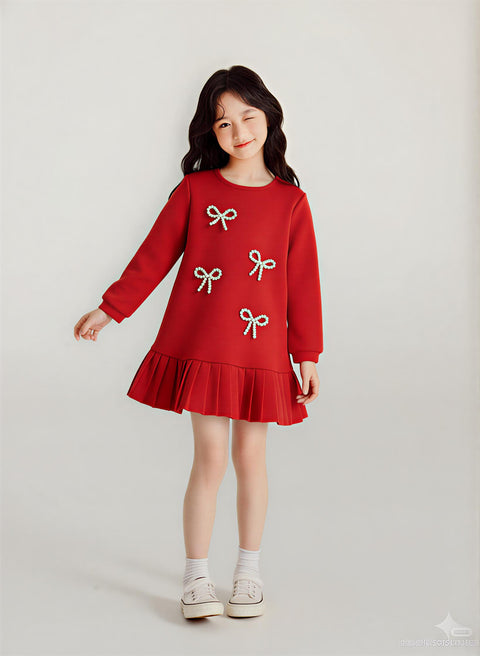 Pre-Order: Mini Bows Pleated Dress