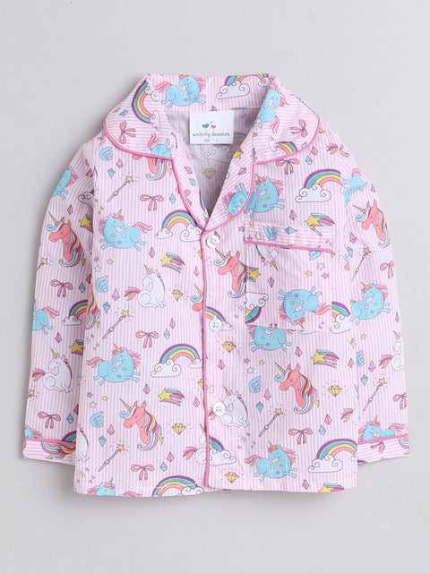 Pre-Order: Striped Unicorn Print Night Suit