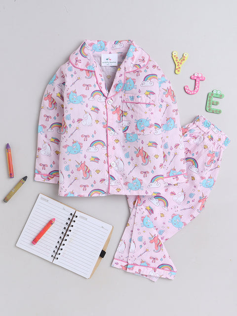 Pre-Order: Striped Unicorn Print Night Suit