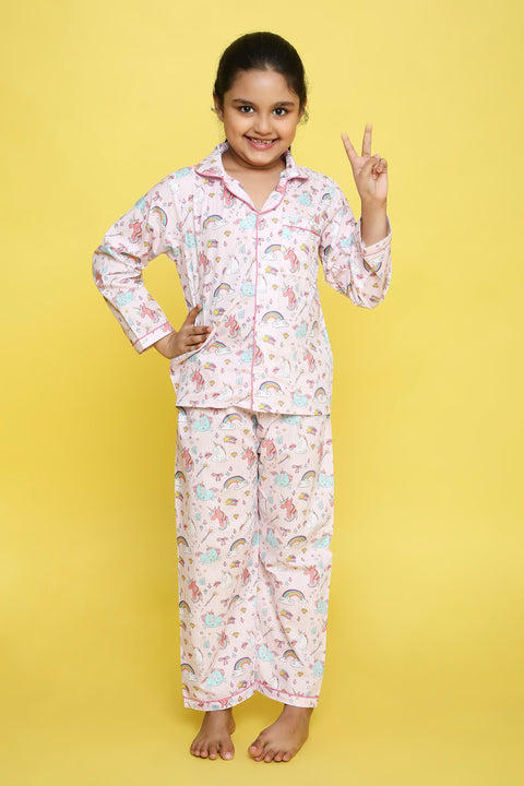 Pre-Order: Striped Unicorn Print Night Suit