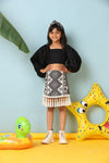 Pre-Order-Stylish Boho Shirt Skirt with Plain Black Balloon Top