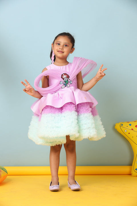 Pre-Order: Mermaid Embroidered Yoke Frilled Bottom Dress