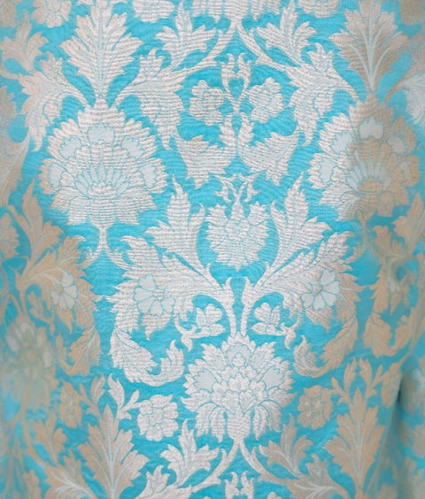 Pre-Order: Blue Brocade Jacket with Kurta and Pant