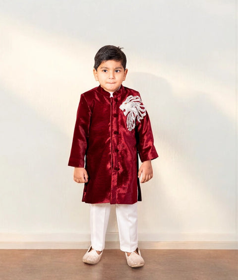 Pre-Order: Maroon Embroidered Sherwani