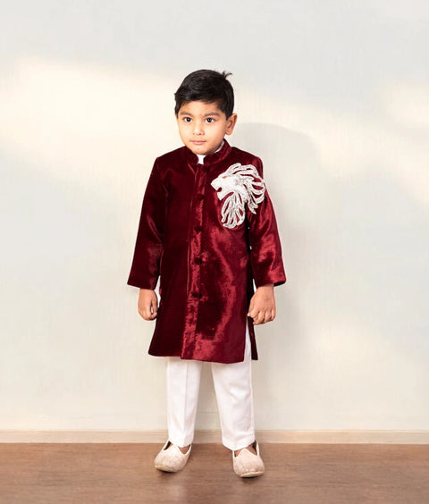 Pre-Order: Maroon Embroidered Sherwani
