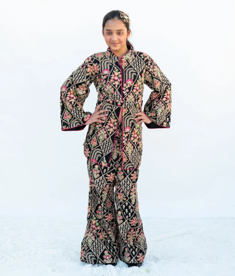 Pre-Order: Black Embroidered Jacket & Pant Set