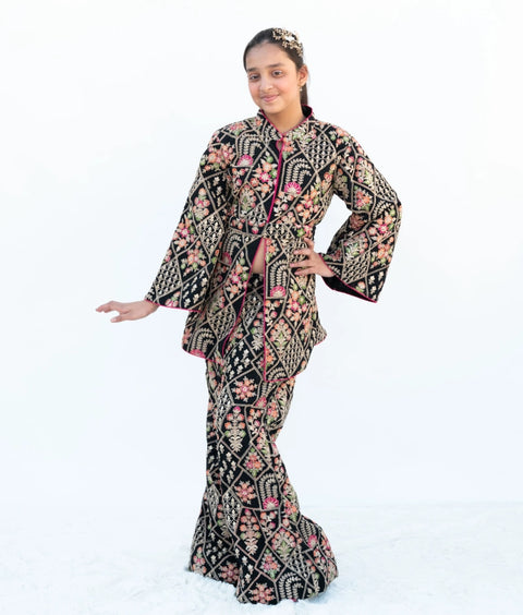 Pre-Order: Black Embroidered Jacket & Pant Set