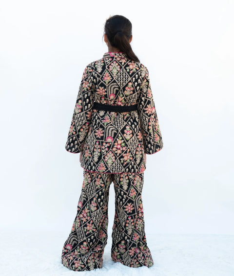 Pre-Order: Black Embroidered Jacket & Pant Set