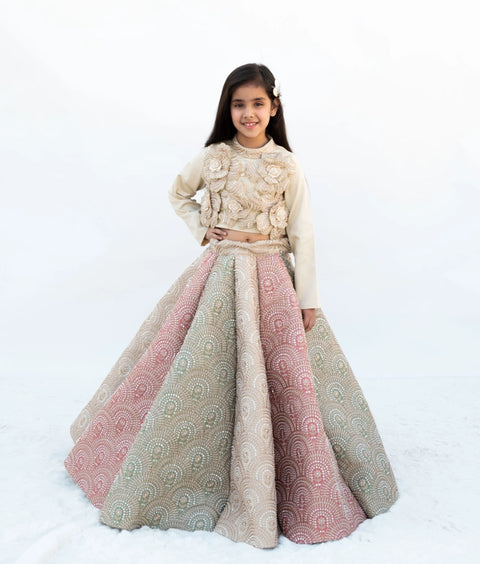 Pre-Order: Golden Embroidered Lehenga Set