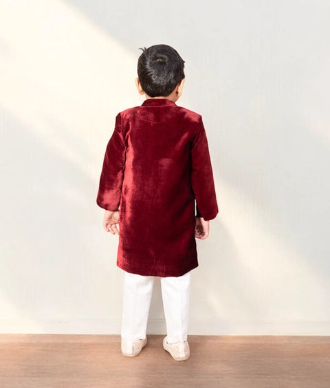Pre-Order: Maroon Embroidered Sherwani