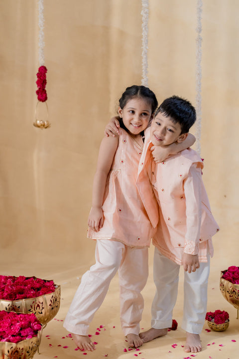 Pre-Order: Peach Chakri Jacket Set