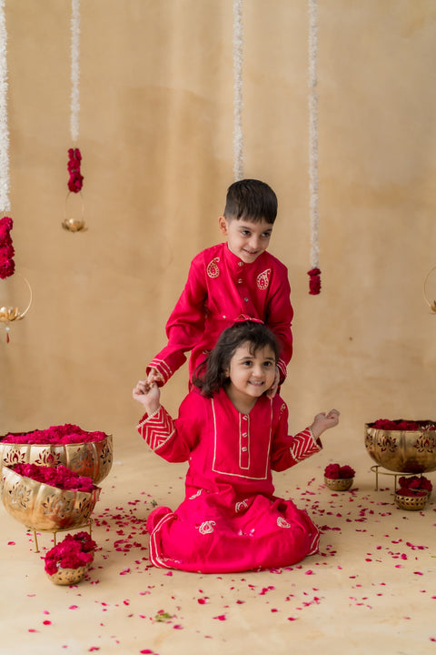 Pre-Order: Gulab Gota Kurta Set