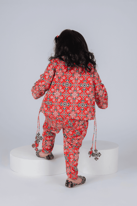 Pre-Order: Red patola dhoti pants