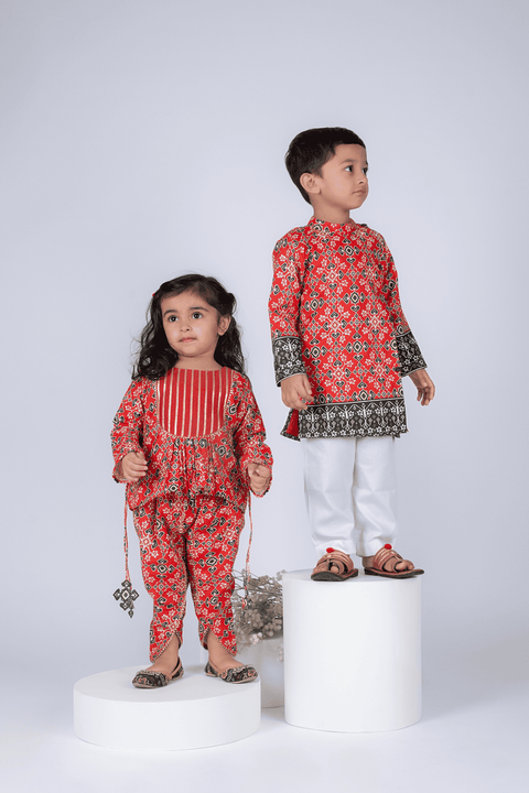 Pre-Order: Red patola dhoti pants