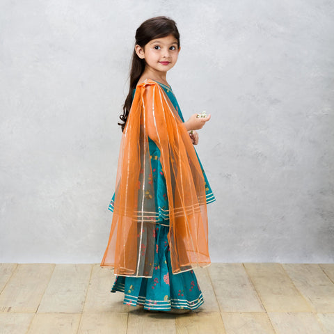 Pre-Order: Green Glimpse Position Printed Sharara Set