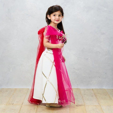 Pre-Order: Ethereal Elegance White Neoprene Ghaghra Choli