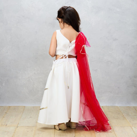 Pre-Order: Ethereal Elegance White Neoprene Ghaghra Choli