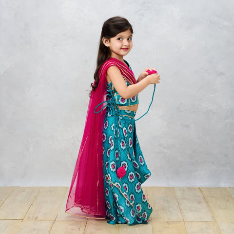 Pre-Order: Floral Print one Shoulder Lehenga choli