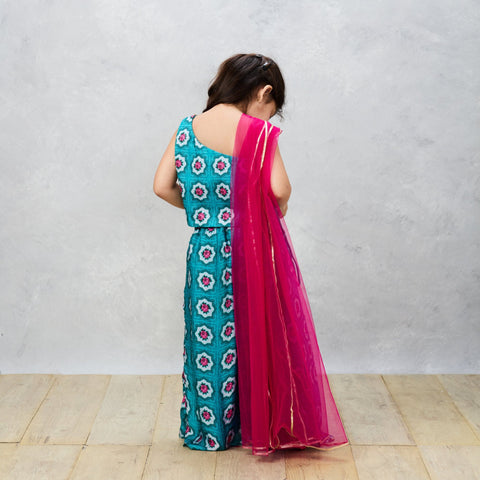 Pre-Order: Floral Print one Shoulder Lehenga choli