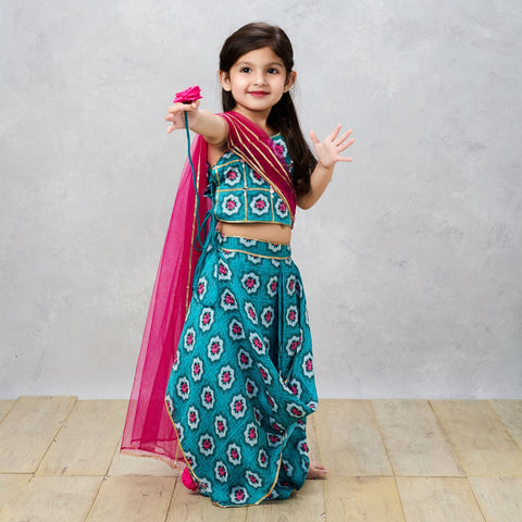 Pre-Order: Floral Print one Shoulder Lehenga choli