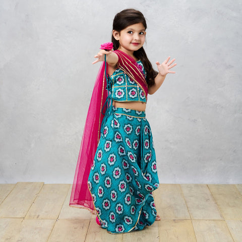 Pre-Order: Floral Print one Shoulder Lehenga choli