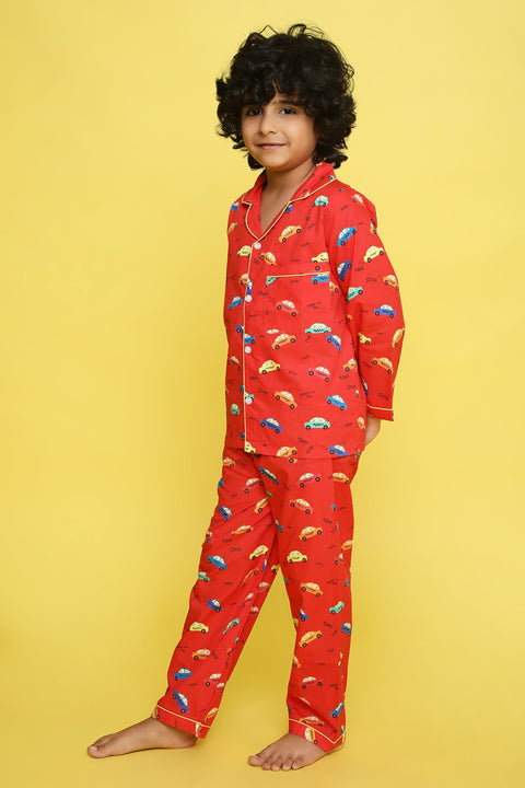Pre-Order: Red Taxi Print Night Suit