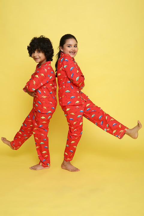Pre-Order: Red Taxi Print Night Suit
