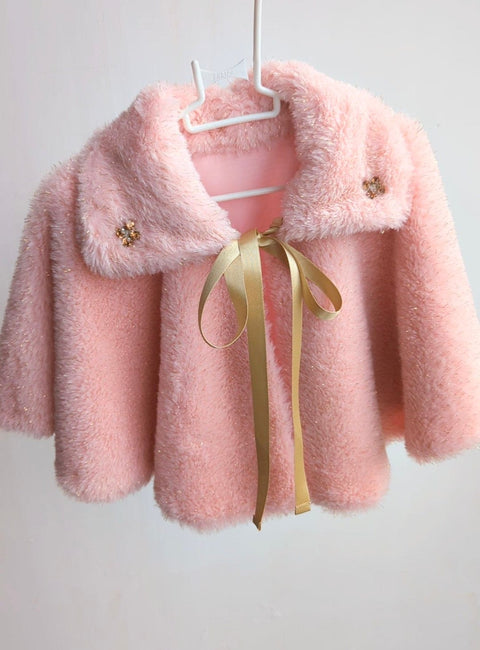 Pre-Order: Pink and gold fur cape