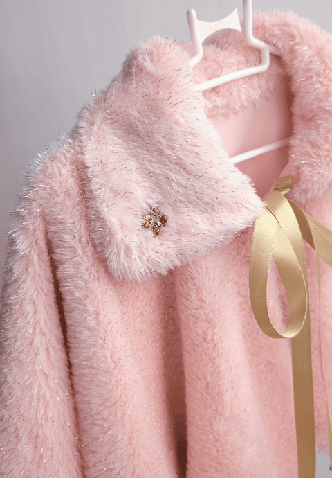 Pre-Order: Pink and gold fur cape