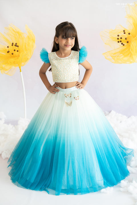 Pre-Order: Blue Ombre Lehenga Set