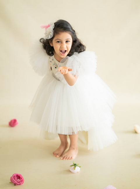 Pre-Order: White Unicorn High Low Gown
