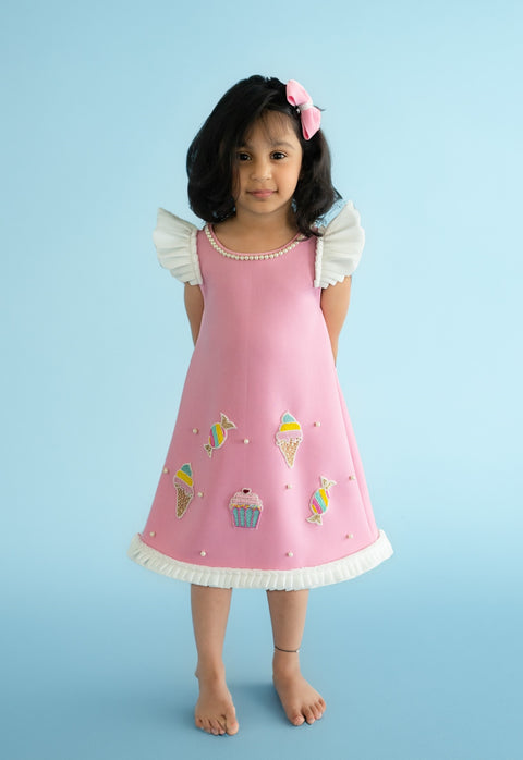 Pre-Order: A-Line Scuba Dress with Candies