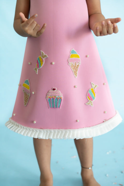 Pre-Order: A-Line Scuba Dress with Candies