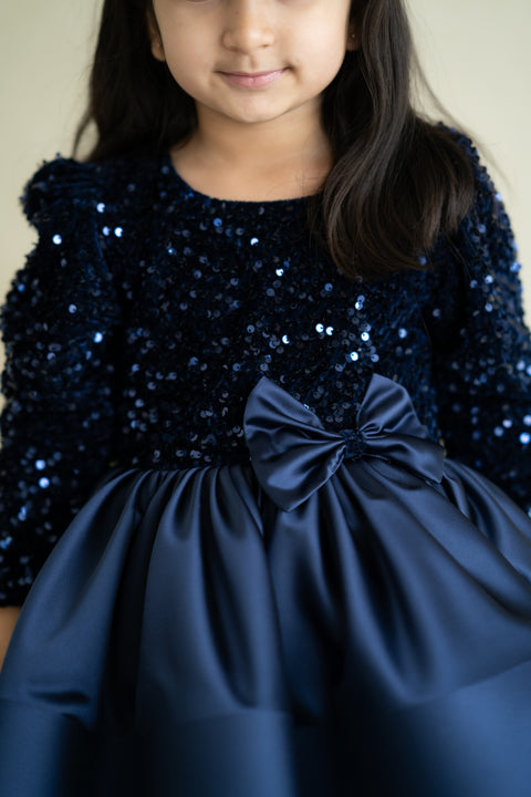 Pre-Order: Blue sequined flared dress