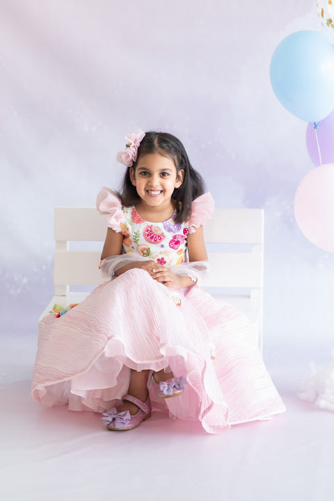 Pre-Order: Crush Lehenga with Floral Blouse