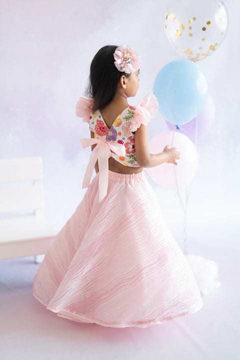 Pre-Order: Crush Lehenga with Floral Blouse