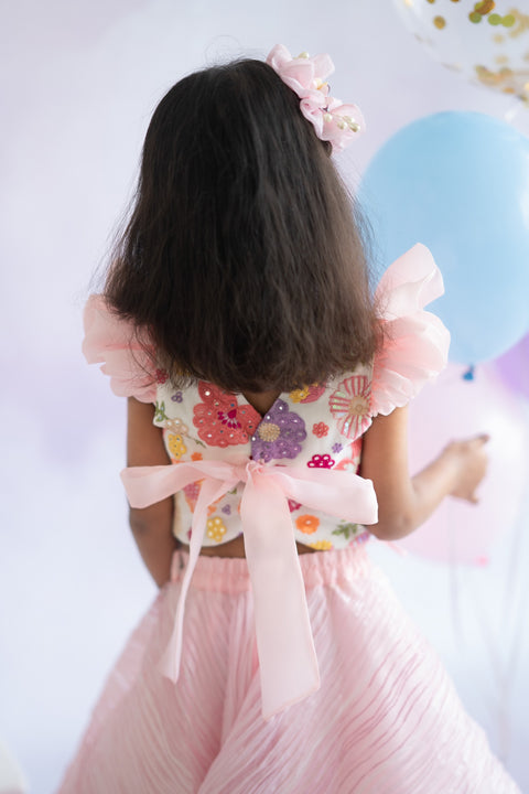 Pre-Order: Crush Lehenga with Floral Blouse