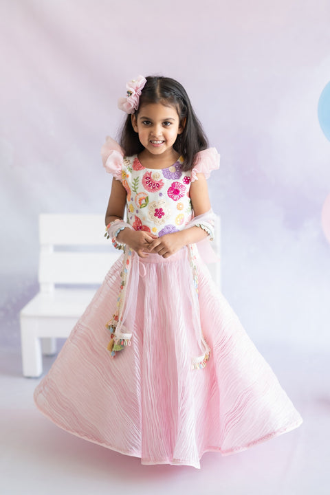 Pre-Order: Crush Lehenga with Floral Blouse