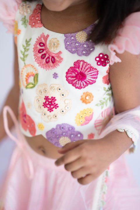 Pre-Order: Crush Lehenga with Floral Blouse