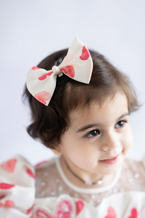Pre-Order: Heart Printed Soft Satin Flared Dress