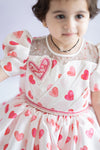 Pre-Order: Heart Printed Soft Satin Flared Dress