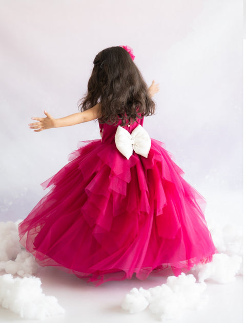 Pre-Order: Voluminous Layered Gown with Hand Embroidery