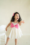 Pre-Order: Taffeta Flared Dress with Bow-Off-White