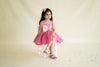 Pre-Order: Taffeta Flared Dress with Bow-Pink