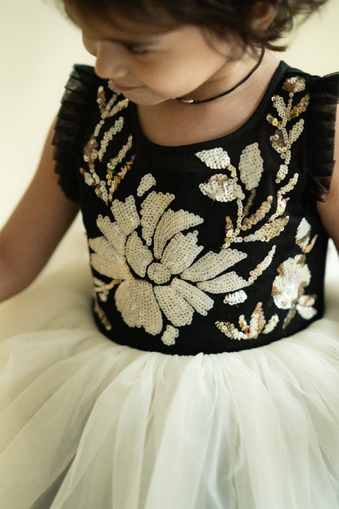 Pre-Order: Black/Cream Layered Dress