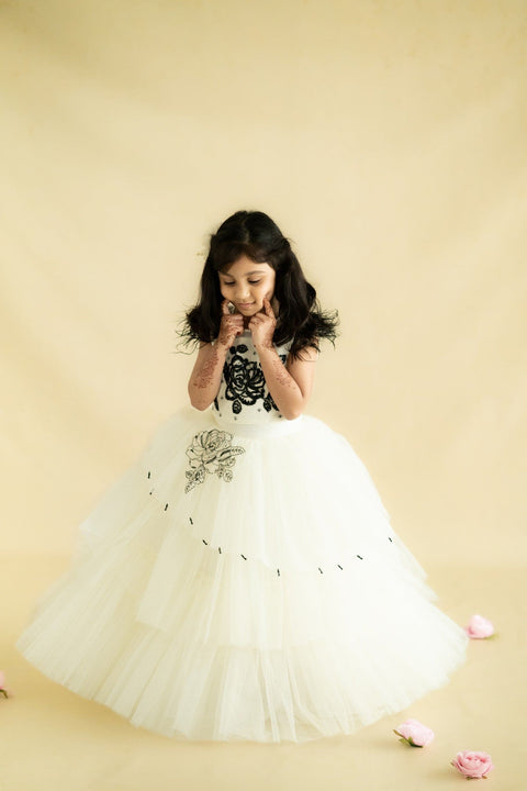 Pre-Order: Black/White Lehenga Set