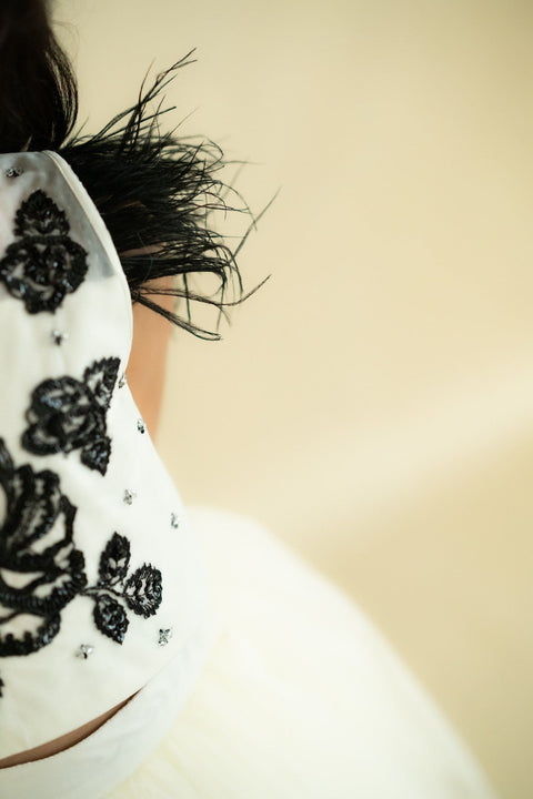 Pre-Order: Black/White Lehenga Set