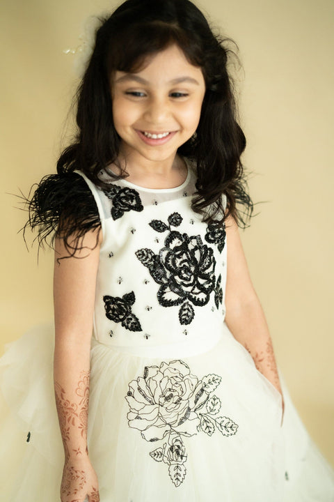 Pre-Order: Black/White Lehenga Set