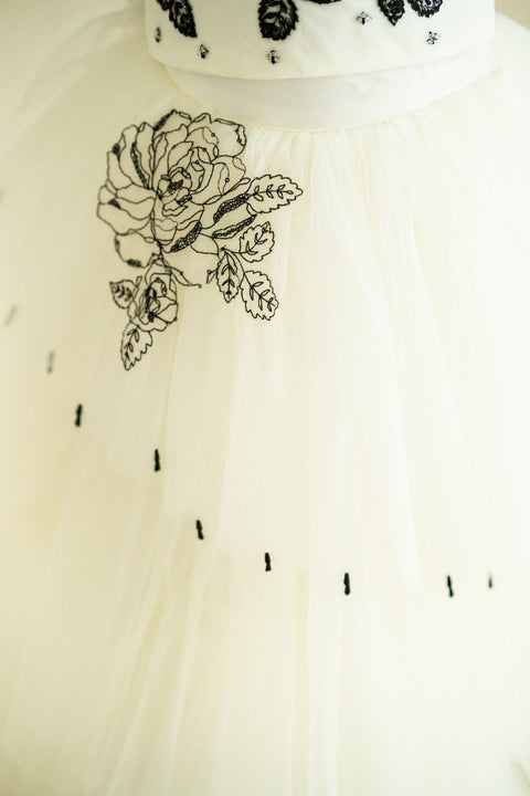 Pre-Order: Black/White Lehenga Set