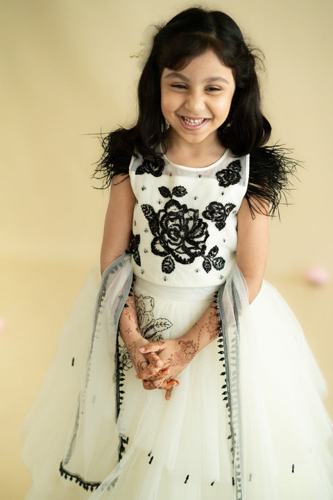 Pre-Order: Black/White Lehenga Set